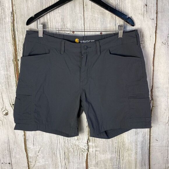 Carhartt Women’s Straight Fit Shorts Force Madden Cargo Size 16 Shadow Gray NWOT - Picture 1 of 11